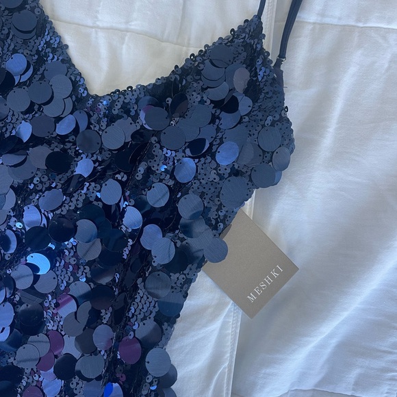 The ROMILY Sequin Mini Dress in Midnight Navy - Picture 2 of 7